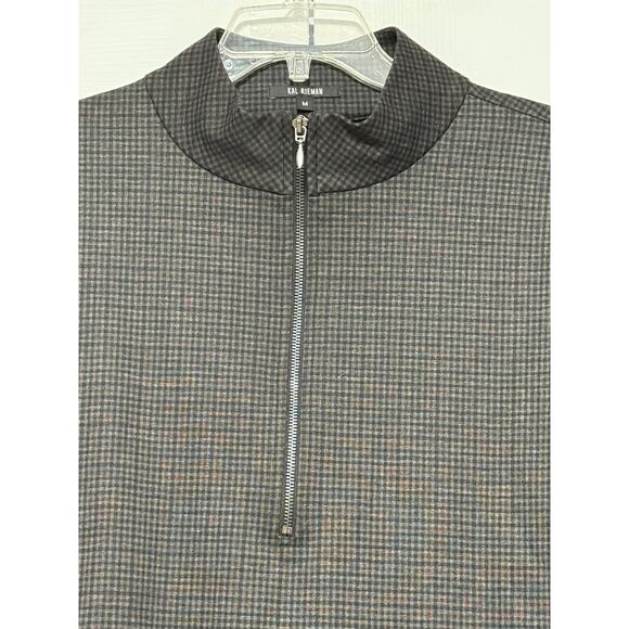 NWT Kal Rieman Quarter Zip Mock Checked Top, Size M - Picture 3 of 8